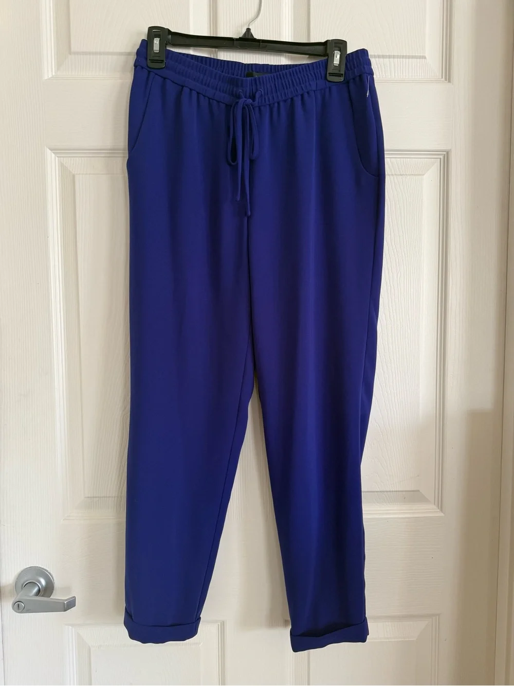 NEW J Crew Cobalt Blue Elastic Drawstring Pants Mid Rise Crepe, Size 4